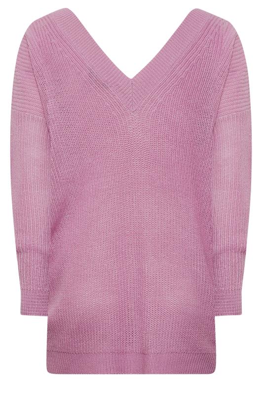 YOURS Plus Size Lilac Purple Double V-Neck Jumper | Yours Clothing 7