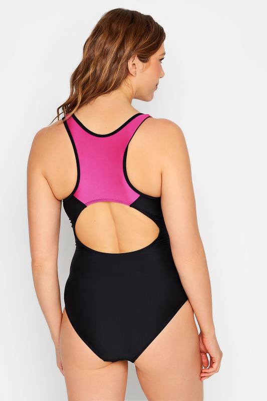 LTS Tall Women's Pink Contrast Active Swimsuit | Long Tall Sally 3