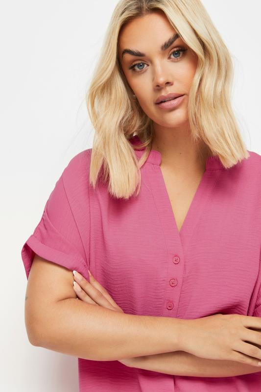 YOURS Plus Size Pink Notch Neck Blouse | Yours Clothing 4