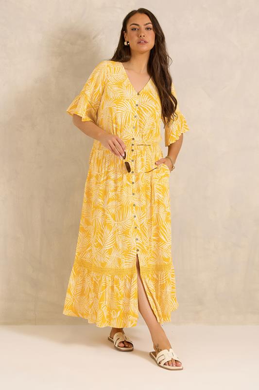 EVANS Plus Size Yellow Boho Print Maxi Dress | Evans 2