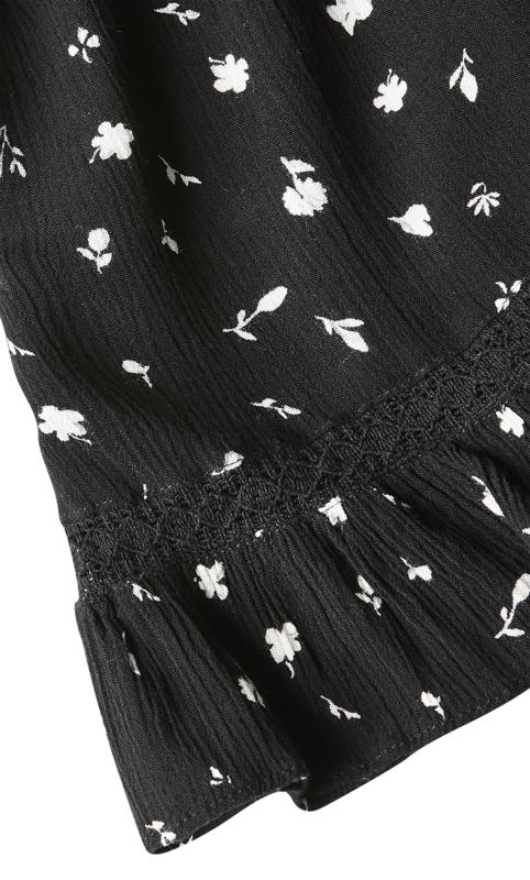 Print Black Frill Sleeve Dress 7