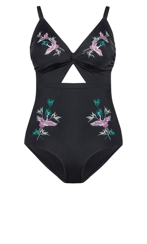 Evans Black Embroidered Swimsuit 2