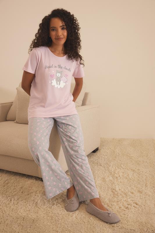 Women's  M&Co Pink 'Head in the Clouds' Slogan Pyjama Set