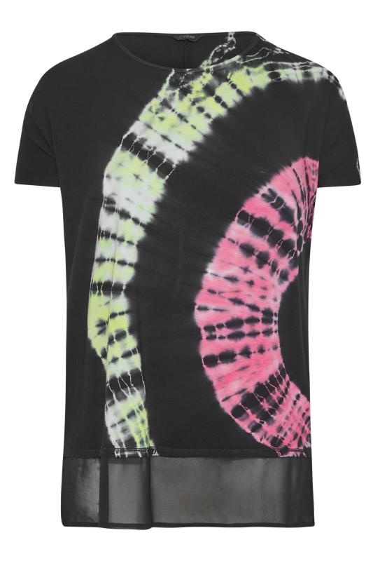 Plus Size Black Tie Dye Grown On Sleeve Top | Yours Clothing 5