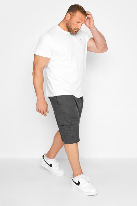 Plus Size Jogger Shorts KAM Big & Tall Charcoal Grey Cargo Lounge Shorts