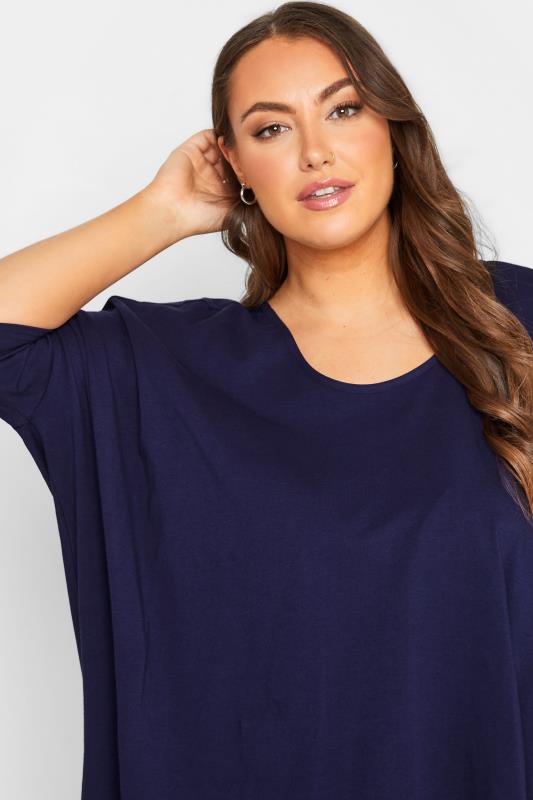 YOURS Plus Size Navy Blue Dipped Hem Tunic Top | Yours Clothing 4