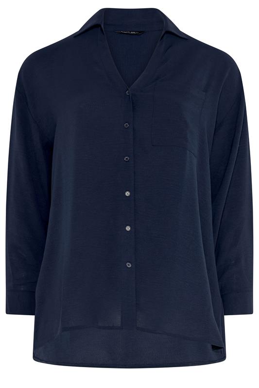 EVANS Curve Navy Blue Long Sleeve Shirt | Evans 5