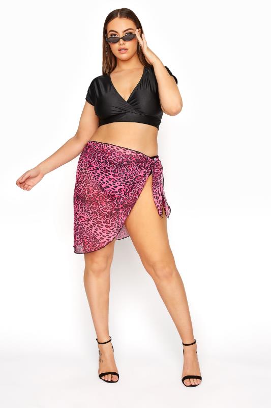 LIMITED COLLECTION Pink Neon Leopard Print Sarong_A.jpg
