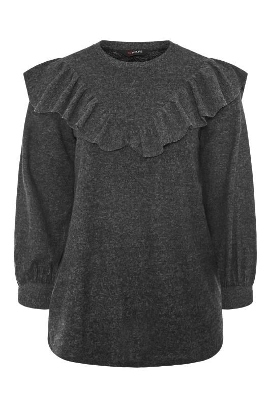 Curve Charcoal Grey Marl Soft Touch Chevron Frill Top 6
