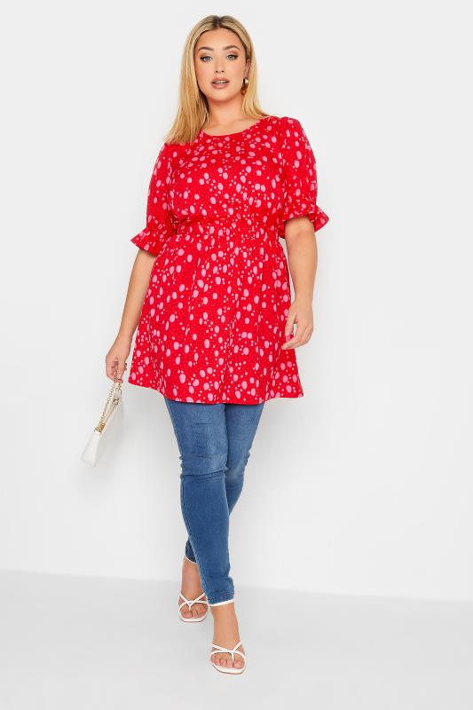 YOURS Plus Size Red Polka Dot Print Blouse | Yours Clothing 3