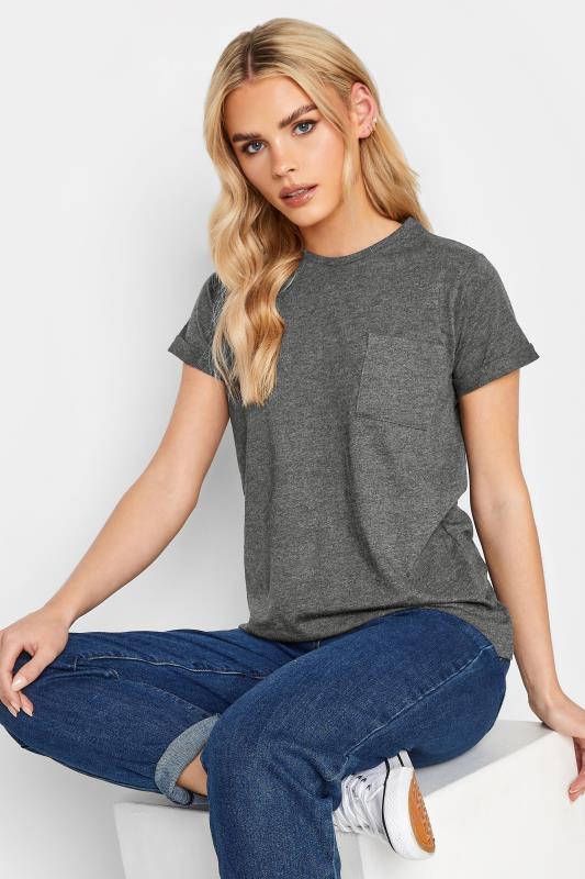 Petite Grey Short Sleeve Pocket T-Shirt | PixieGirl  4