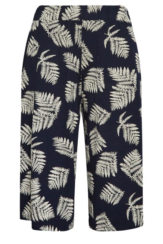 YOURS Plus Size Navy Blue Leaf Print Culottes | Yours Clothing 4