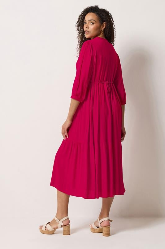 M&Co Red Tiered Half Placket Maxi Dress | M&Co 2