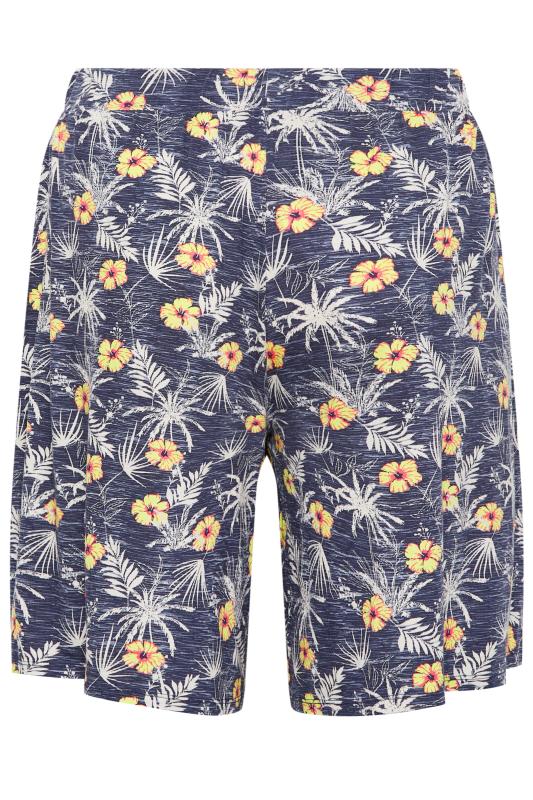 YOURS Plus Size Blue Tropical Print Pull On Shorts | Yours Clothing 6