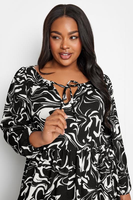 YOURS Plus Size Black Abstract Print Midaxi Dress | Yours Clothing 4