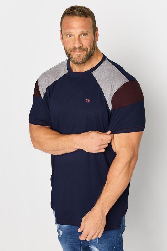 D555 Big & Tall Navy Blue Cut & Sew T-Shirt | BadRhino 1