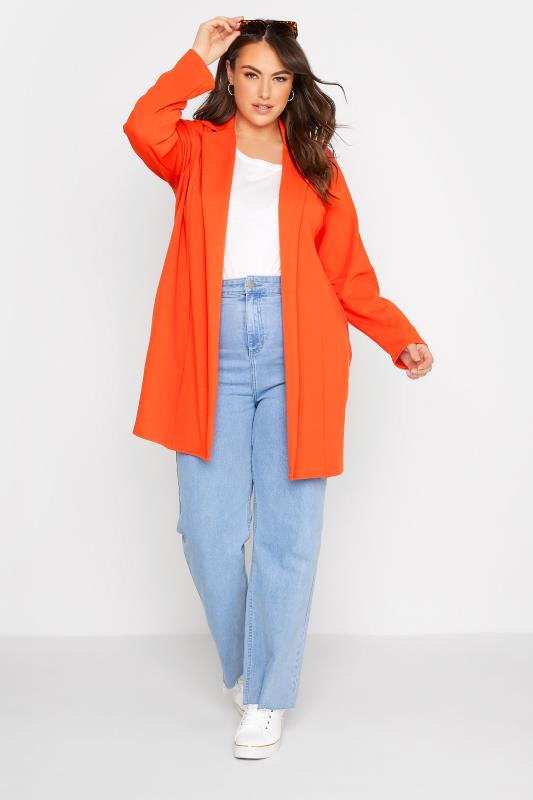 LIMITED COLLECTION Plus Size Bright Orange Scuba Blazer | Yours Clothing 9