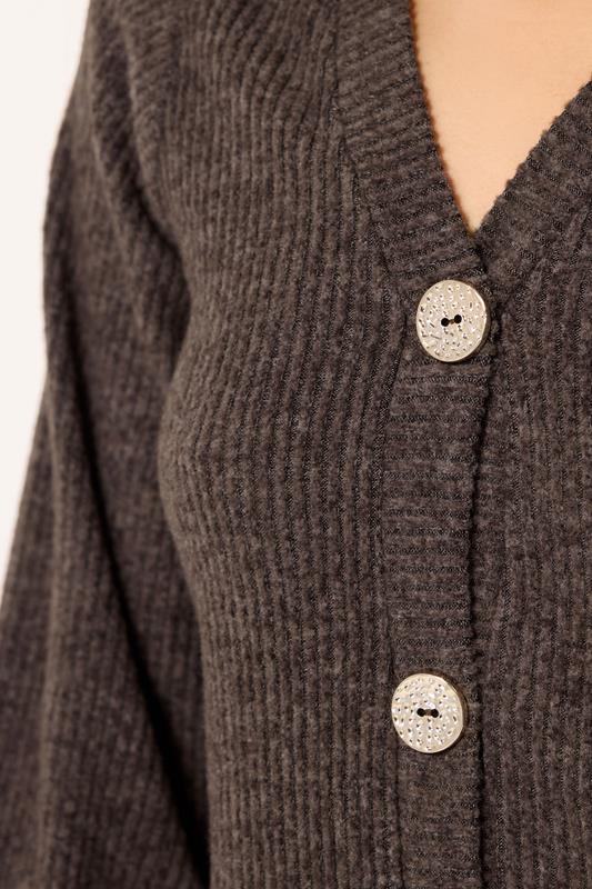 PixieGirl Petite Women's Chocolate Brown Ribbed Soft Touch Cardigan | PixieGirl 4