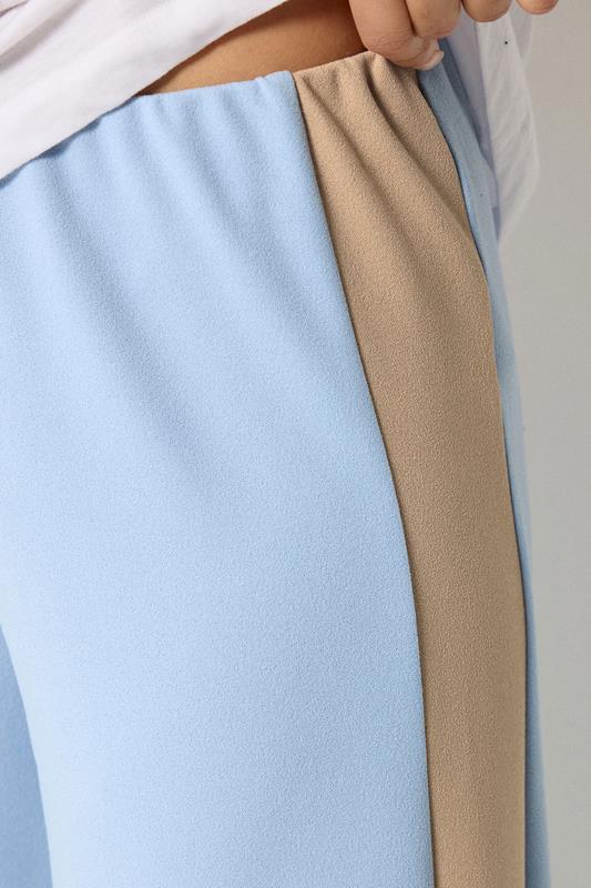 PixieGirl Petite Women's Light Blue Side Stripe Scuba Wide Leg Trousers | PixieGirl 4