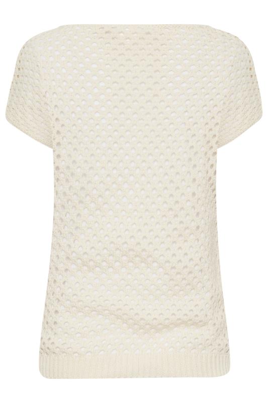 YOURS PETITE Plus Size Cream Flower Crochet Top | Yours Clothing 7