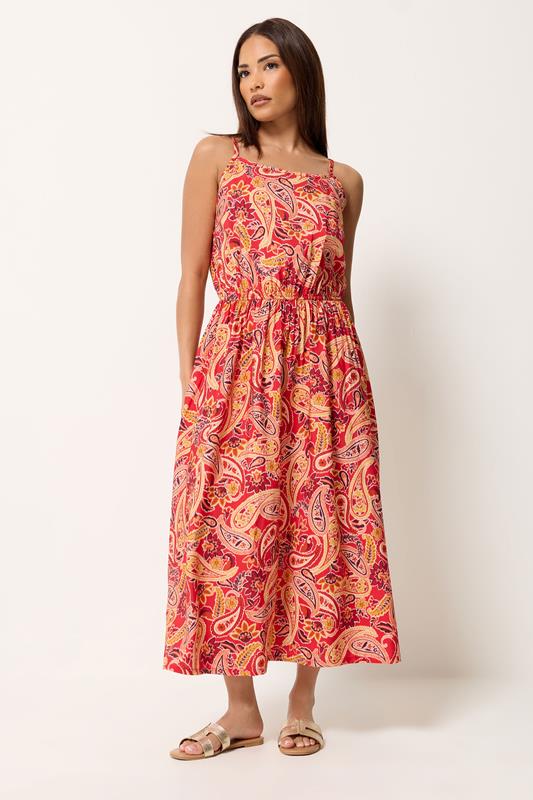 PixieGirl Petite Orange Paisley Midi Dress | PixieGirl 1