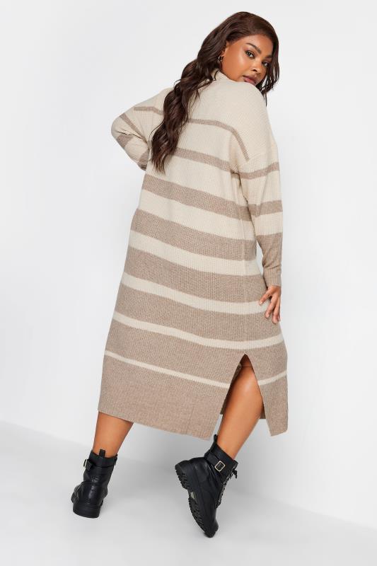 YOURS Plus Size Beige Brown Stripe Maxi Jumper Dress | Yours Clothing 4