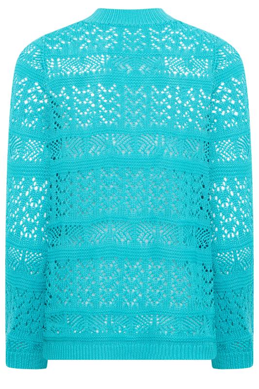 YOURS PETITE Plus Size Light Blue Crochet Top Yours Clothing