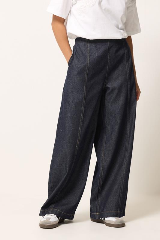 PixieGirl Petite Women's Dark Blue Seam Front Balloon Jeans | PixieGirl 1