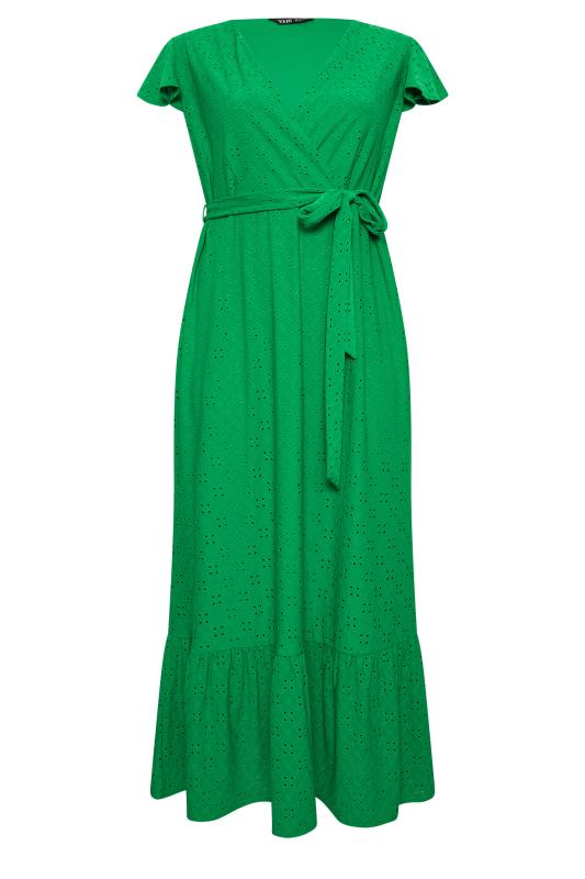 YOURS Curve Plus Size Green Purple Broderie Anglaise Maxi Dress | Yours Clothing  6