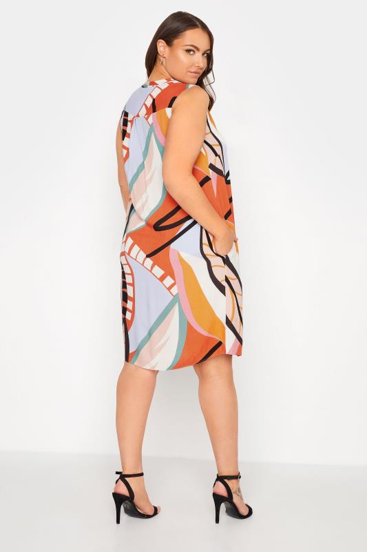Curve Orange Abstract Midi Dress 3