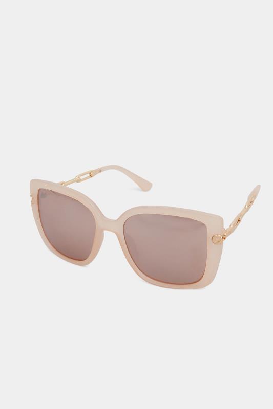 Plus Size  Pink Oversized Chain Arm Sunglasses
