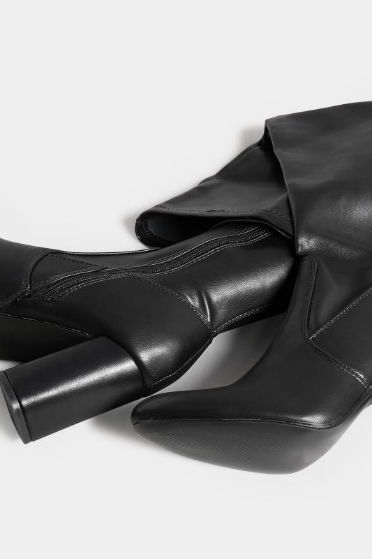 PixieGirl Petite Black Over The Knee Heeled Boots In Standard D Fit | PixieGirl 6
