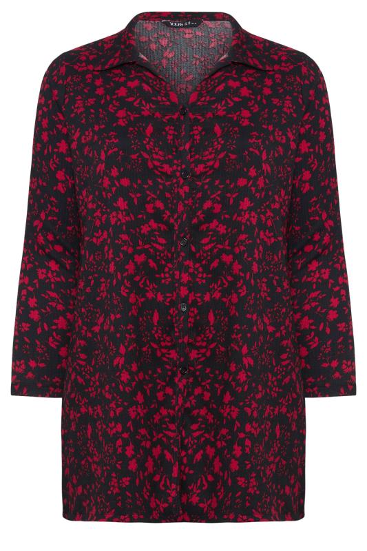YOURS Plus Size Red Floral Print Textured Shirt | Yours Clothing 6