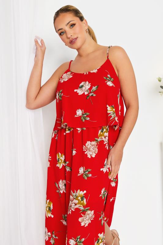 YOURS LONDON Curve Red Floral Overlay Maxi Dress | Yours Clothing 4