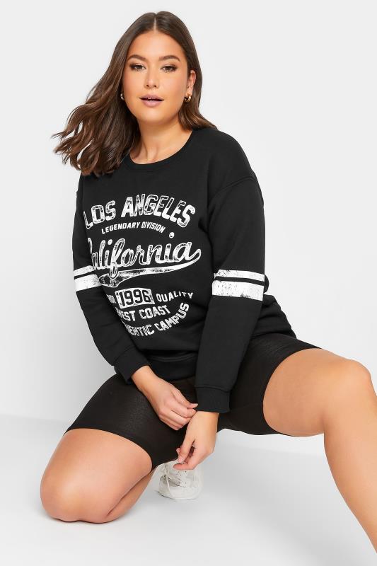 Plus Size Black 'California' Slogan Printed Sweatshirt | Yours Clothing 4