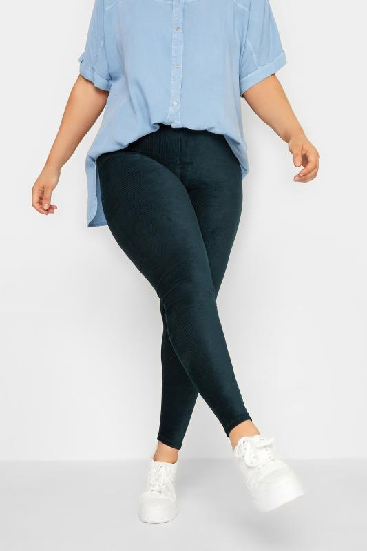 Plus Size Forest Green Cord Leggings | Yours Clothing 1