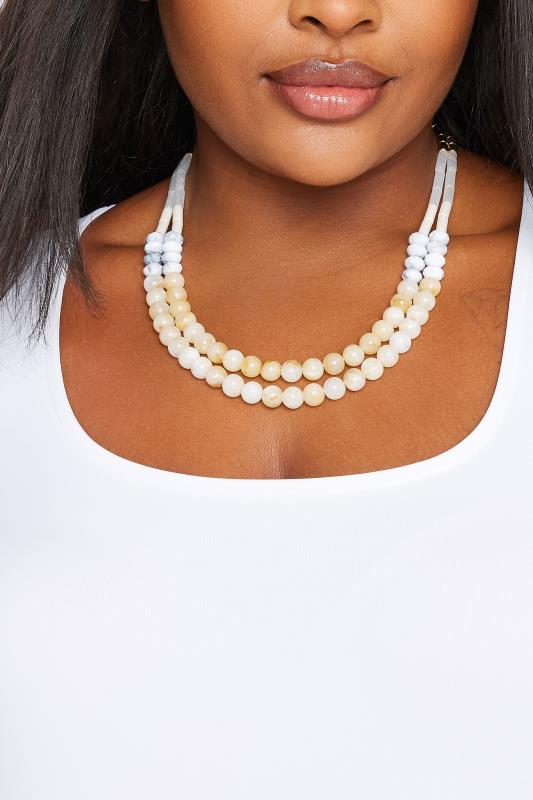  Gold Tone Statement Beaded Necklace