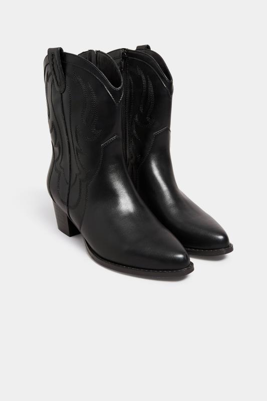 LIMITED COLLECTION Black Cowboy Ankle Boots in Extra Wide EEE Fit | Yours Clothing 2