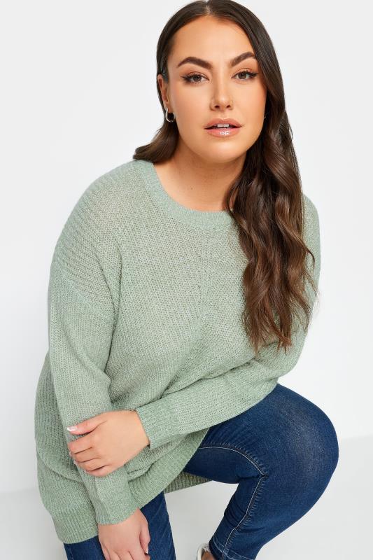 YOURS Plus Size Sage Green Essential Knitted Jumper | Yours Clothing 4