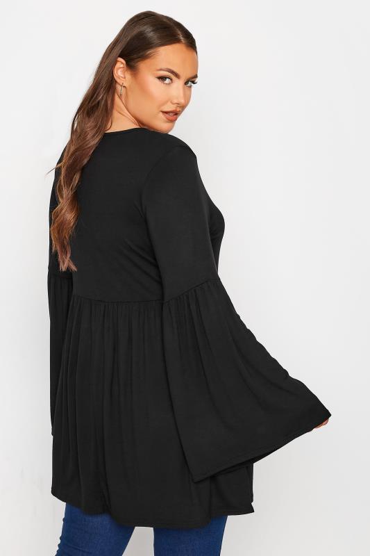 LIMITED COLLECTION Plus Size Black Long Sleeve Smock Top | Yours Clothing  3