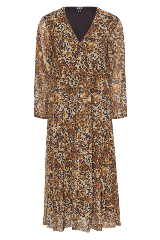LTS Tall Brown Leopard Print Mesh Dress 6