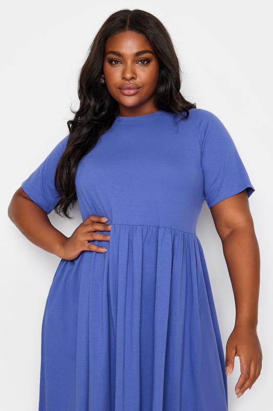 YOURS Plus Size Blue Pure Cotton Midaxi Dress | Yours Clothing 4