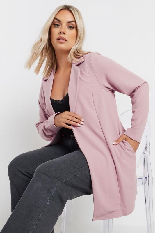 YOURS Curve Plus Size Dusky Pink Longline Blazer | Yours Clothing  4