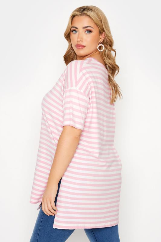 Curve Pink Stripe Oversized T-Shirt 3