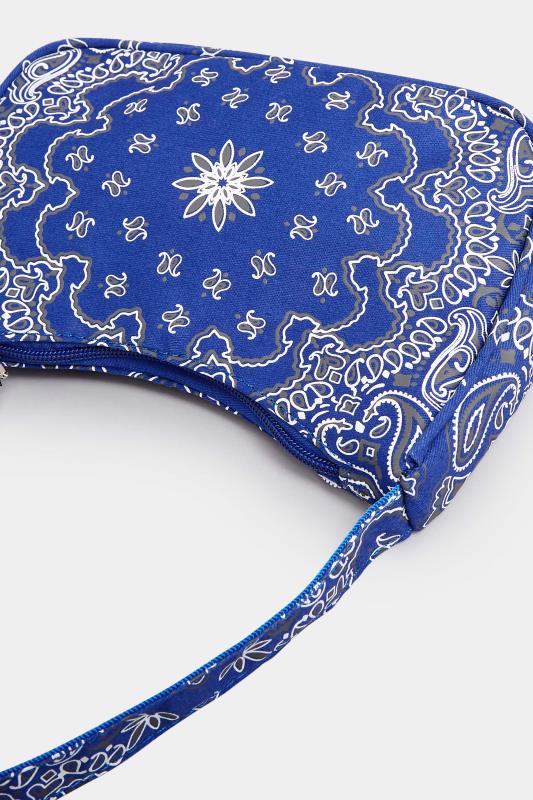 Blue Paisley Print Shoulder Bag | Yours Clothing 4