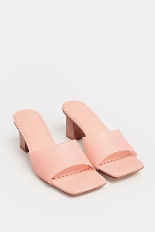 LTS Pink Perspex Block Heel Mules In Standard Fit | Yours Clothing 2