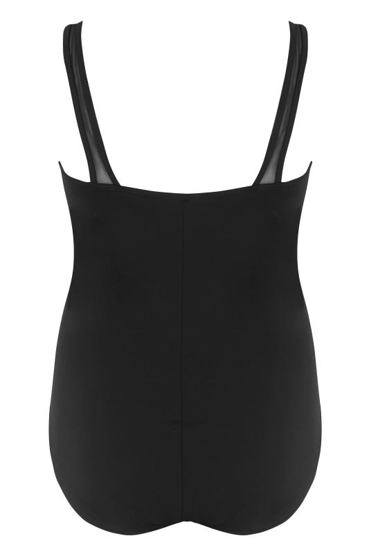 YOURS Plus Size Black Mesh Panel Tummy Control Swimsuit | Yours Clothing 3