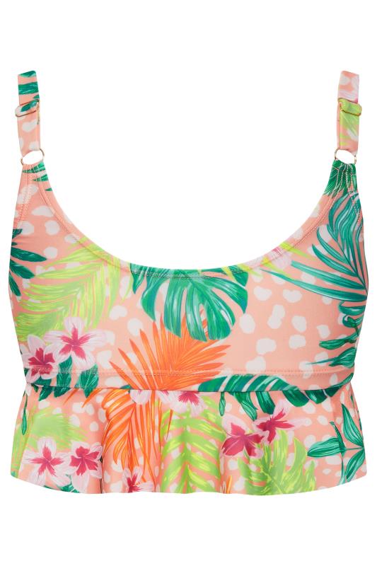 YOURS Curve Plus Size Pink Floral Front Knot Bikini Top | Yours Clothing  7