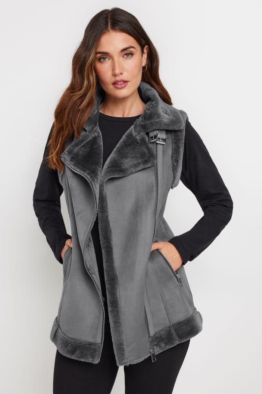 LTS Tall Women's Grey Aviator Gilet Jacket | Long Tall Sally 1