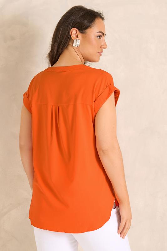 EVANS Plus Size Orange Zip Front Blouse | Evans 2